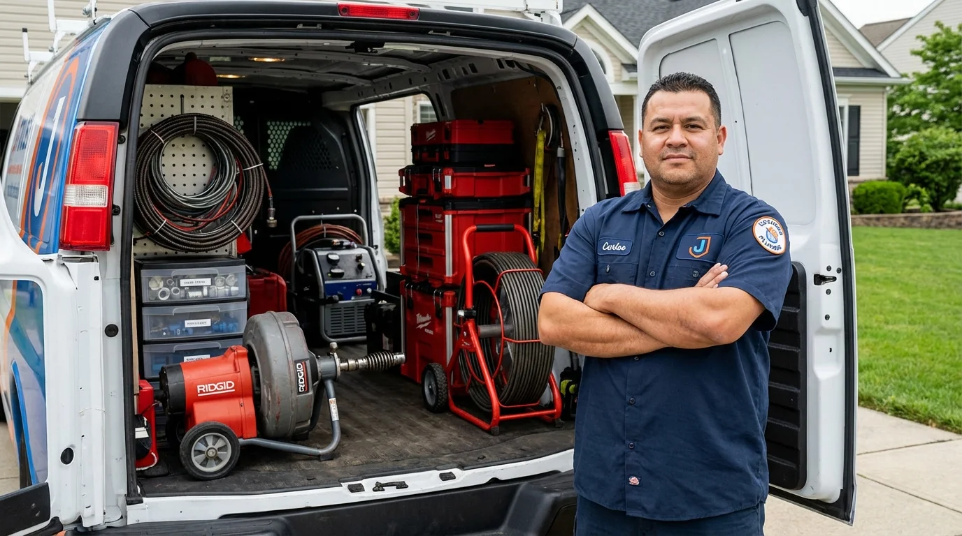 Professional drain cleaning equipment and Johns Plumbing LLC plumber in Bartlett