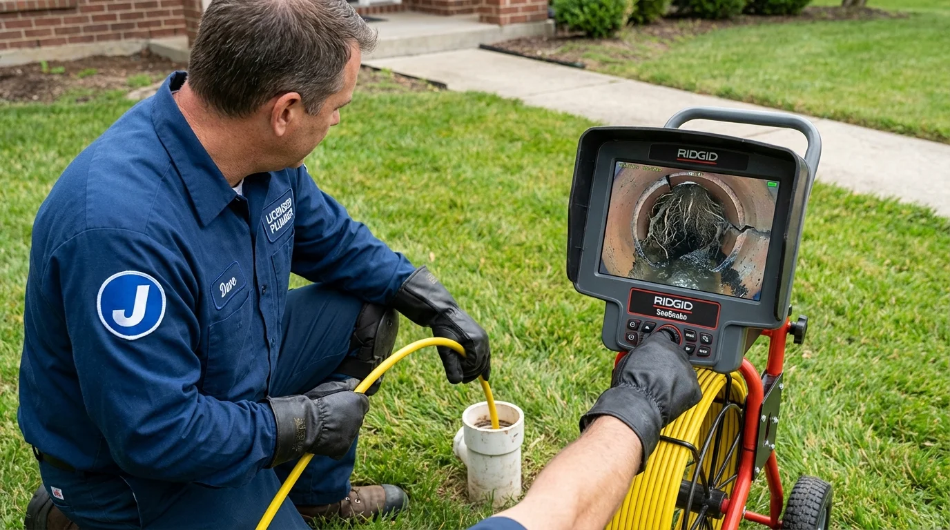 Sewer camera inspection being performed by Johns Plumbing LLC in Bartlett